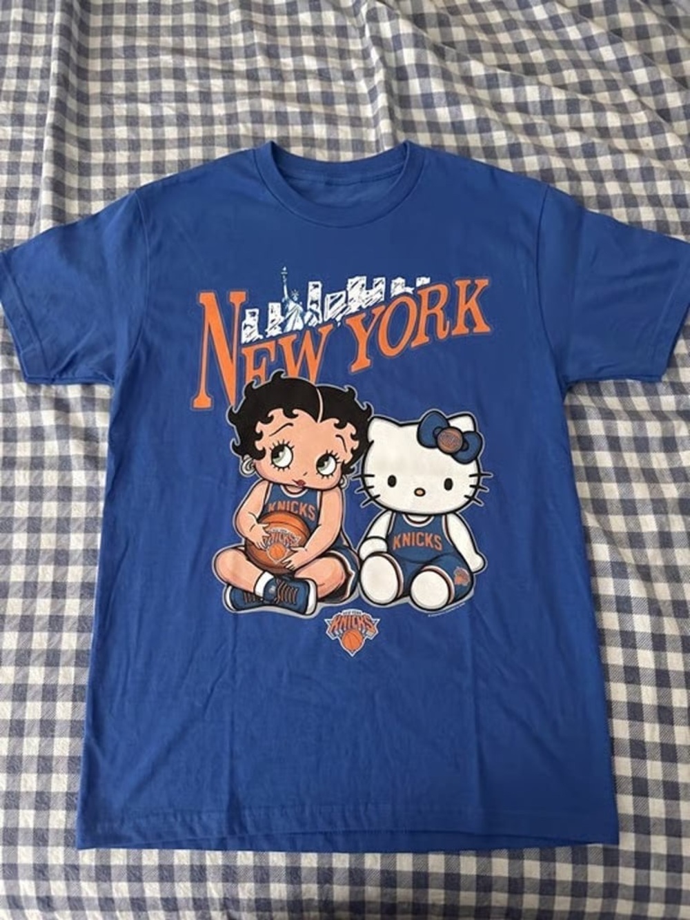 New York Knicks Royal Blue T-Shirt with Betty Boop & Hello Kitty